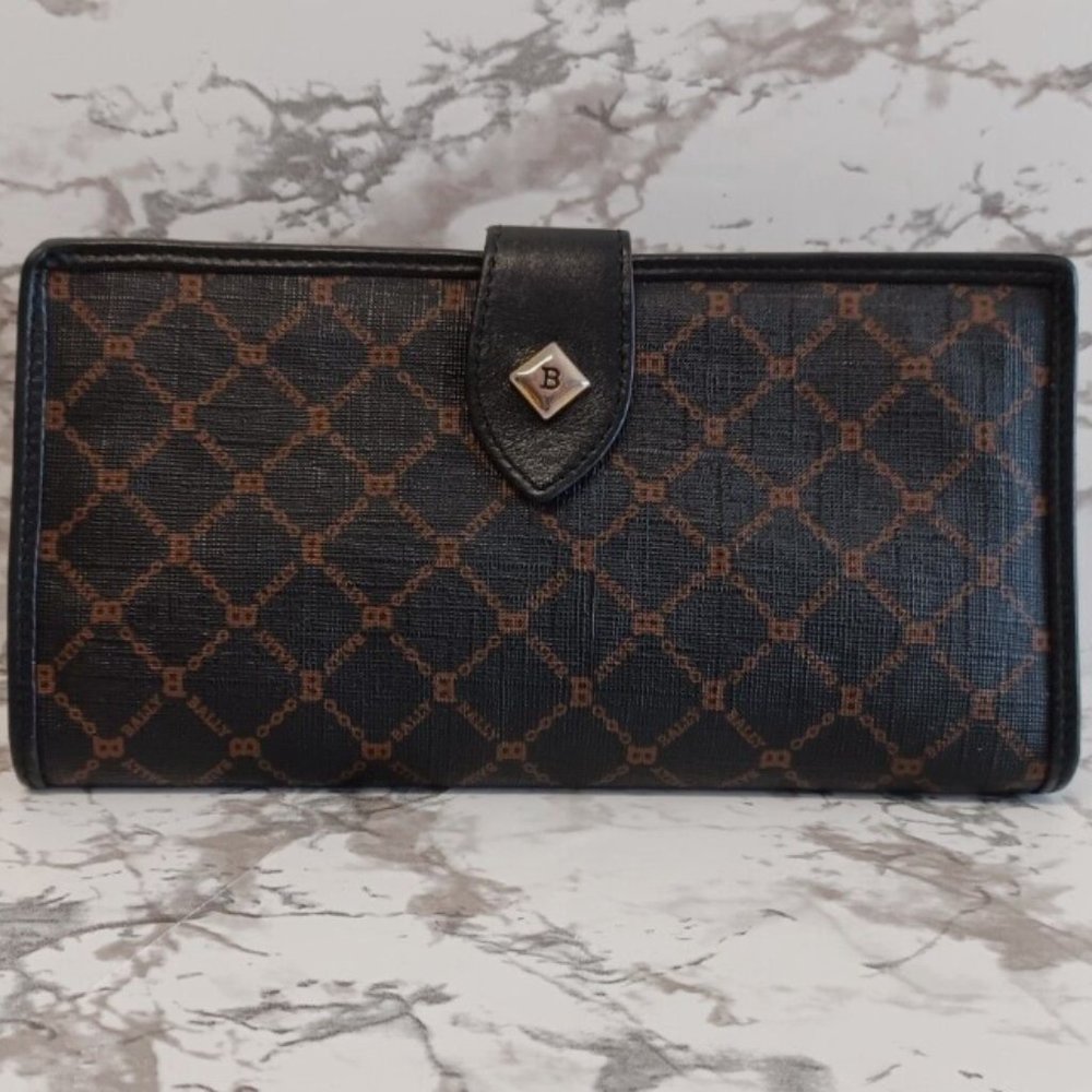 BALLY Kiss Lock Wallet Black and Brown EXCELLENT CONDITION